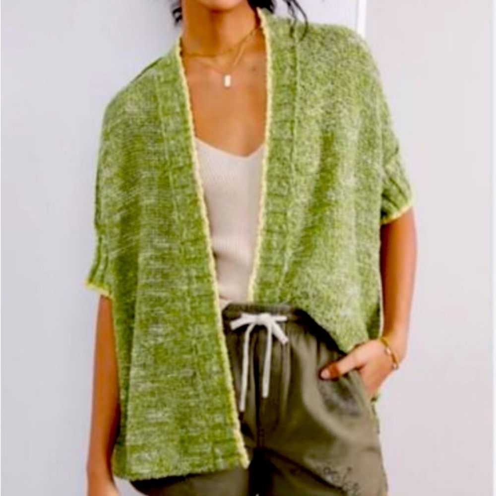 Anthropologie | Daily Practice Green Knit Palm Cardigan Size XSmall/Small - Picture 2 of 13